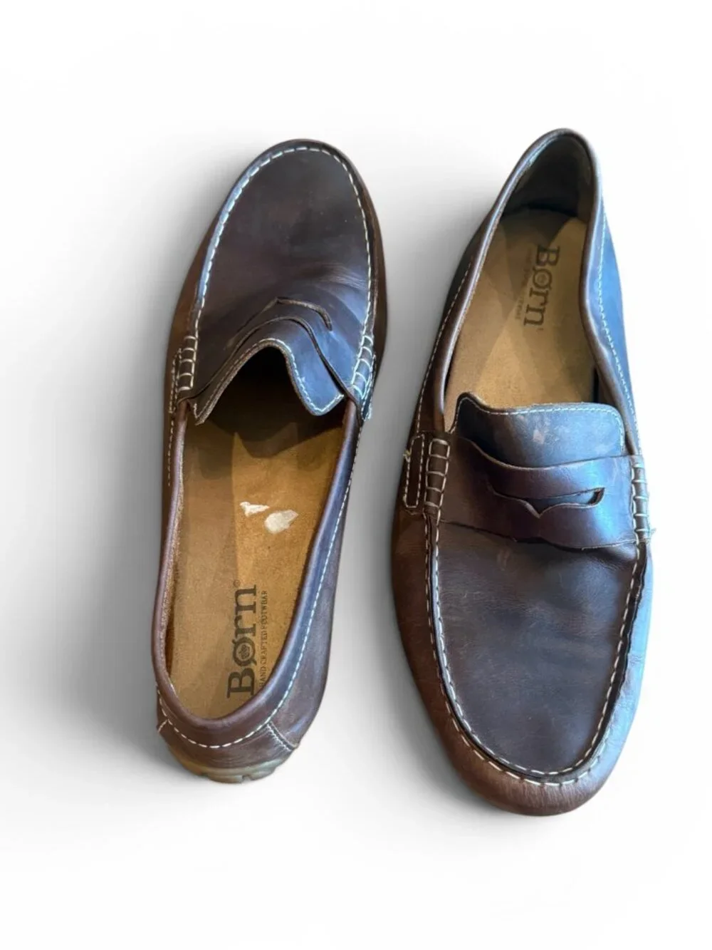 Born Tom Brown Leather Penny Loafers Men's Size 13M Comfort Slip-On Driving Shoe